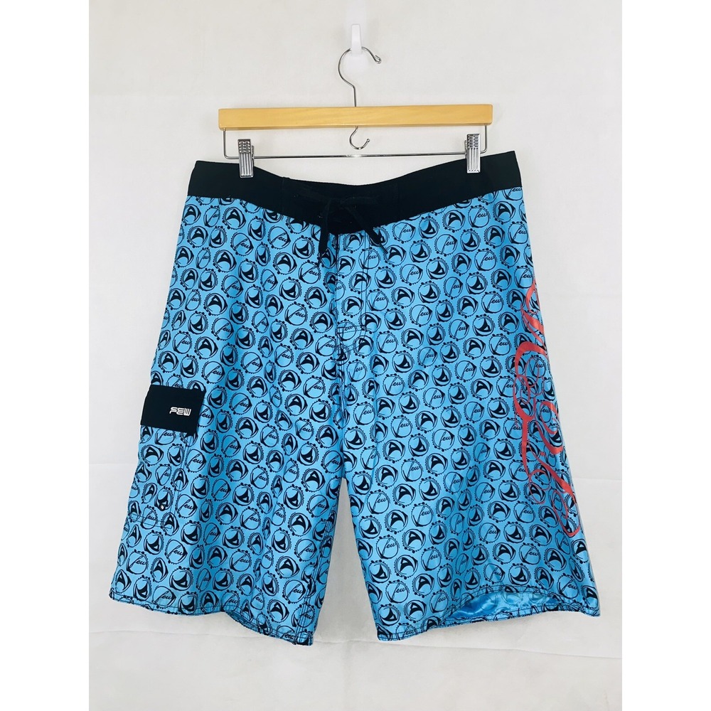 Few New Zealand Swim Trunks Board Shorts Turquoise All Over Print Surf Swim 34